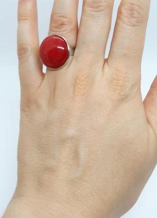 💙💍 яркое круглое кольцо натуральный камень розовый агат7 фото