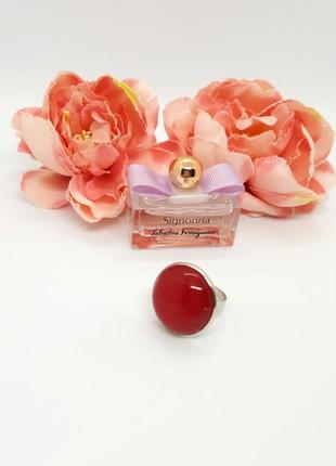 💙💍 яркое круглое кольцо натуральный камень розовый агат2 фото