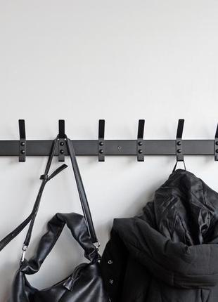 Вешалка металлическая настенная для одежды современная полка 110x6x12 см - 10 крючков cr.m-4.9