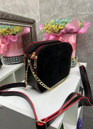 Женская стильная и качественная сумка из натуральной замши и эко кожи коричневая9 фото