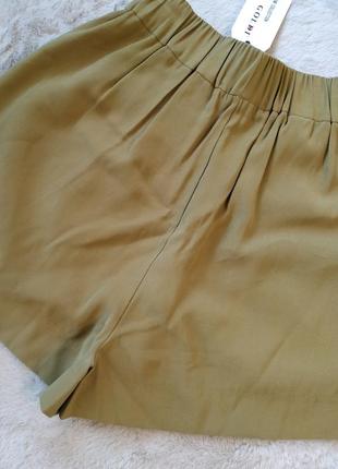 Новые шорты goldi широкие короткие хаки на резинке шортики женские5 фото