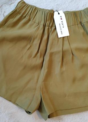Новые шорты goldi широкие короткие хаки на резинке шортики женские4 фото