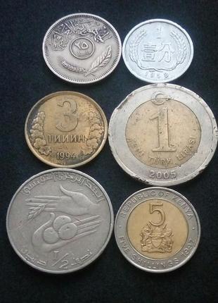 Монеті країн азії й африки, 6 шт.