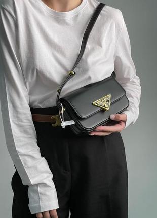 Сумка prada leather shoulder bag black/gold