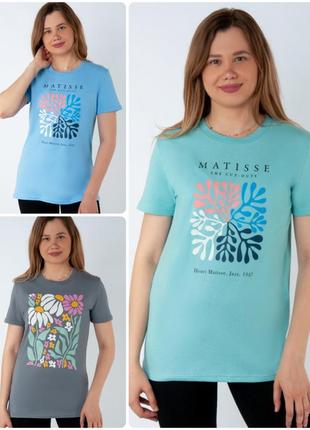 5 кольорів 🌈футболка бавовняна жіноча, літня легка футболка з квітковим принтом
