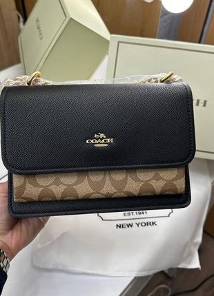 Женская сумка в стиле coach tabby black - brown premium.