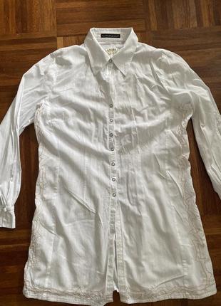 Удлиненная вышитая хлопковая рубашка туника luisa cerano 40 (14) имталия 🇮🇹