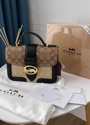 Жіноча сумка в стилі coach black - brown premium.