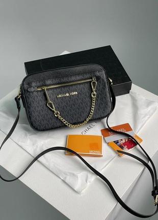 Сумка michael kors jet set large logo crossbody bag grey