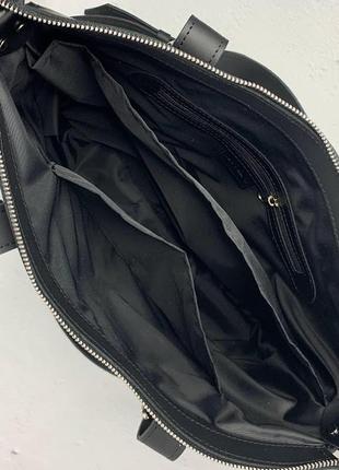 Сумка большая натуральная кожа черная 17144 фото