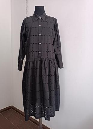 Платье с прошвой чёрного цвета свободного кроя bitte kai rand,1/s-l