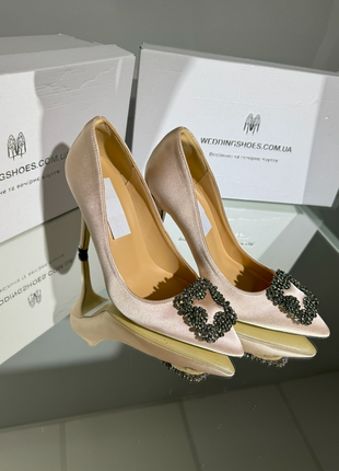 Свадебные атласные туфли для невесты в стиле manolo blahnik 10 cm