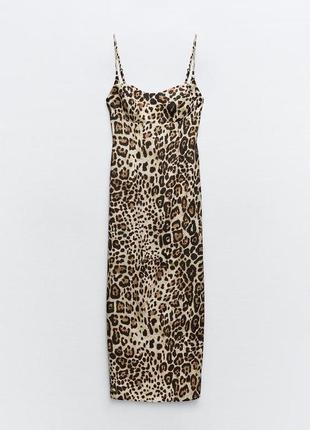 Сукня міді середньої довжини з тваринним лео леопардовим принтом zara4 фото