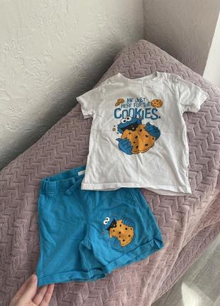 Костюм комплект для мальчика на лето футболка и шорты с шортами 98 размер 2-3 года набор