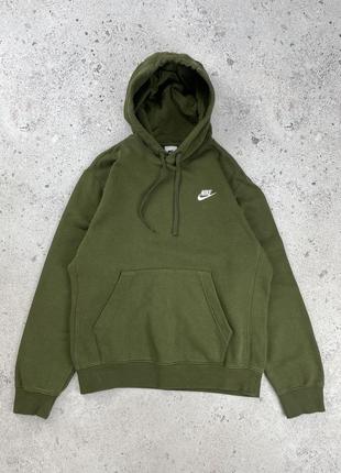 Nike nsw club hoodie khaki men’s мужская кофта худи оригинал