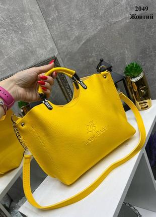Женская стильная и качественная сумка из эко кожи желтая6 фото