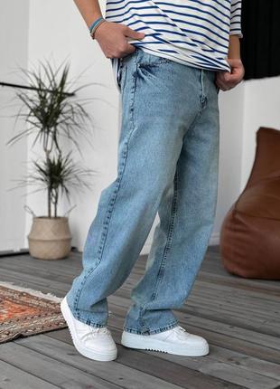 Стильные широкие джинсы baggy в голубом цвете