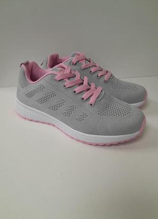 Кросівки жіночі сірі з рожевим в-9443. розміри:36,37,38,40,41,42.