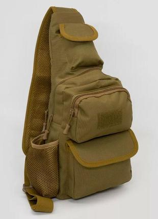 Тактична штурмова військова поліцейська плечова сумка через плече 5 л для полювання, риболовлі койот6 фото