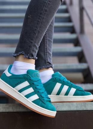 Кроссовки adidas campus dark green white