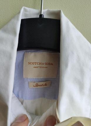Уценка! мужская белая рубашка slim fit stretch scotch&soda amsterdam5 фото