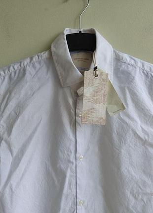 Уценка! мужская белая рубашка slim fit stretch scotch&soda amsterdam8 фото