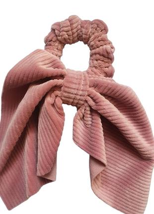 Резинка для волосся (тканина-вельвет) твіллі, колір-рожевий, шт