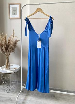 Michelle keegan блакитний міді сарафан платя довге сукня синя на завʼязках