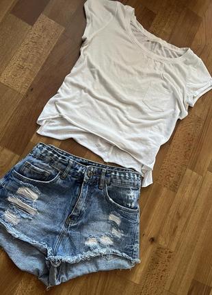Короткі джинсові шорти блакитні хс с1 фото