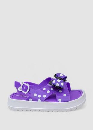 Босоніжки дитячі для дівчаток у горох, колір фіолетовий,сандалі для дівчинки