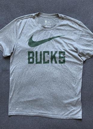 Сіра, спортивна, баскетбольна футболка nike bucks nba