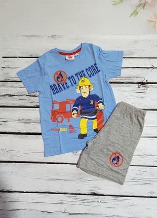Комплект костюм детский футболка шорты пижама детская шортами на мальчика пожарный сем лето