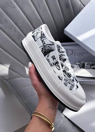 Двор кеди платформ walk-n dior platform white black