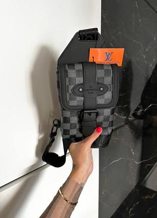 Сумка чоловіча в стилі lv crossbody black grey