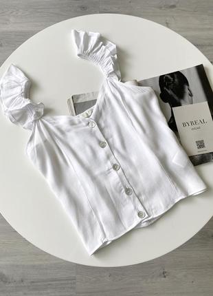 H&m білий легкий топ з рюшами блуза віскоза