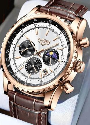Стильний чоловічий годинник lige bomond, класичний годинник lige bomond, годинники з японським механізмом від lige