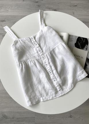 M&s білий лляний топ блуза льон
