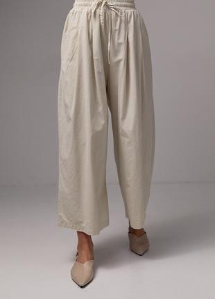 Жіночі штани-кюлоти на резинці беж