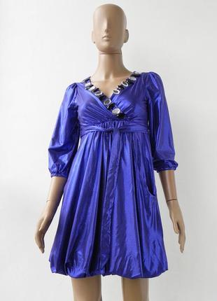 Оригинальное платье-туника фиолетового металлического цвета, размер 1 (реальный s-м)