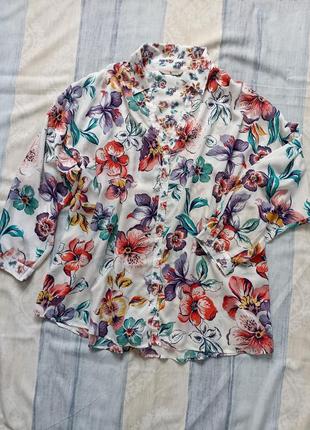 Блуза-сорочка у квітковий принт