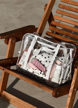 Сумка l в пологовий, для пляжу, 30х40х15 см (чорний, білий)2 фото