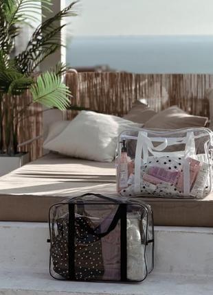 Сумка l в пологовий, для пляжу, 30х40х15 см (чорний, білий)4 фото