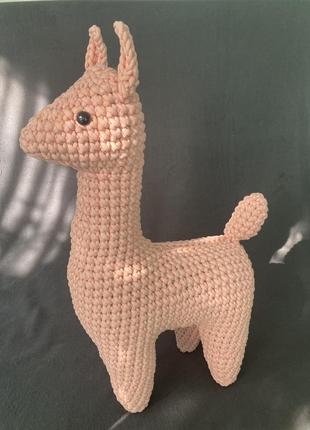 Лама розовая 65см - ручная работа интерьерная игрушка вязаная хендмейд амигуруми