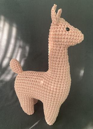 Лама розовая 65см - ручная работа интерьерная игрушка вязаная хендмейд амигуруми