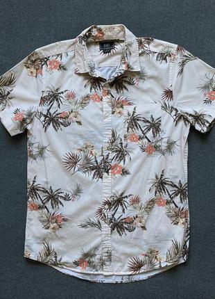 Бежевая, летняя, гавайская рубашка f&amp;f