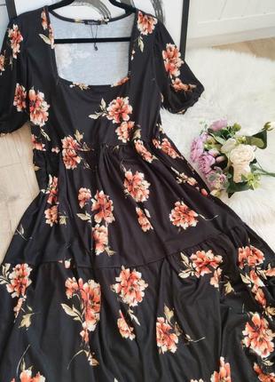 Шикарное платье-миди в цветочный принт от boohoo размер 3xl