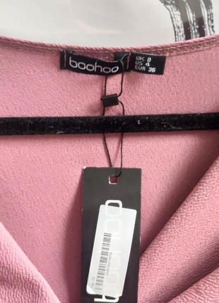 Розовое миди платье на запах с открытыми плечами от boohoo, размер s3 фото