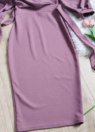 Розовое миди платье на запах с открытыми плечами от boohoo, размер s5 фото