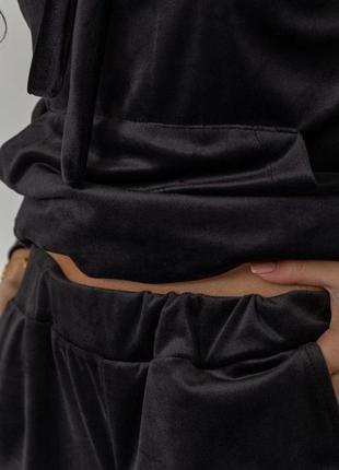 Спорт костюм жіночий велюровий, колір чорний6 фото