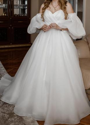 Веселенное платье, свадебное платье с пышными рукавами5 фото
